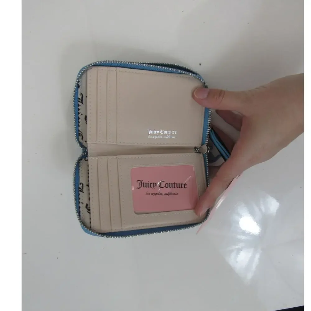 NWT Juicy Couture Wallet Heritage Blue Juicy Double Medium Zip Around Wallet